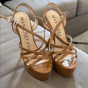 Marc Defang New York Brown Strappy Platform Heels